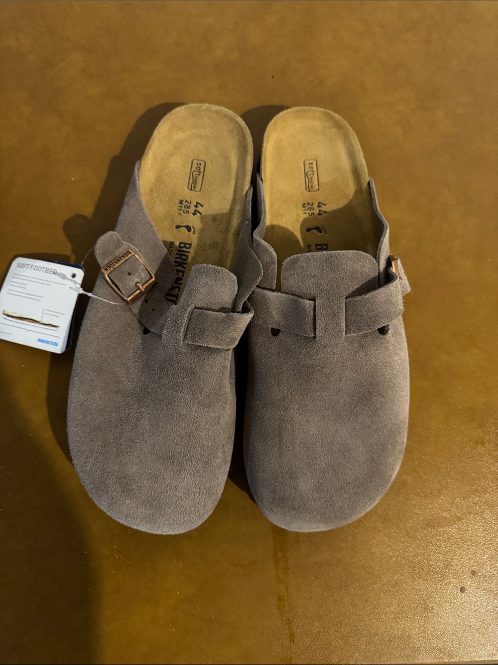 Birkenstock Men’s Suede Clog Slip-On in Taupe Gray